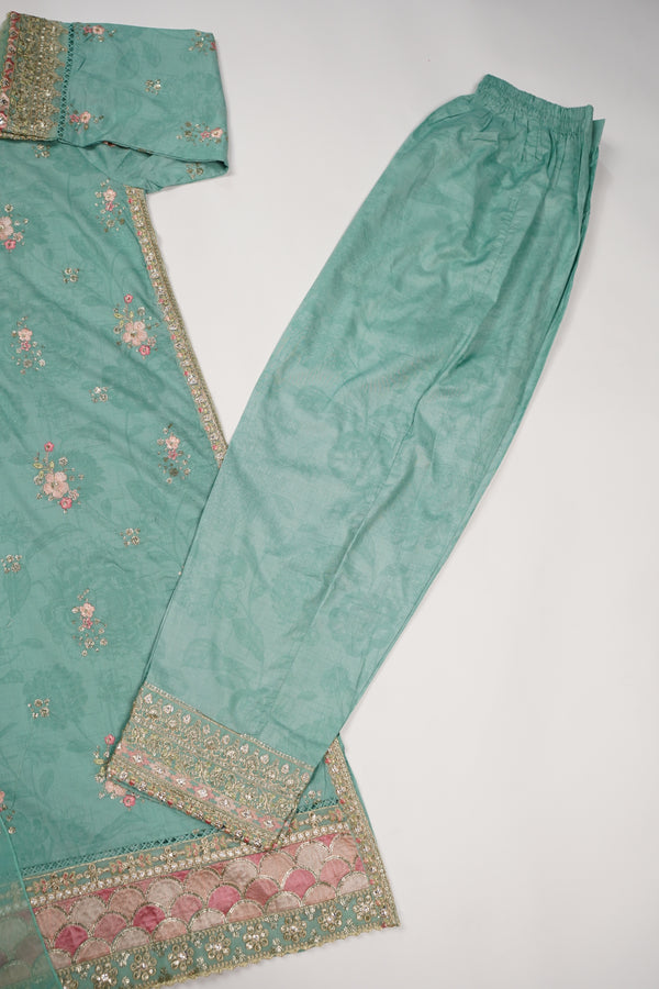 Bin Saeed Originals - Lawn Outfit with Chiffon Dupatta - Ready to wear PD076