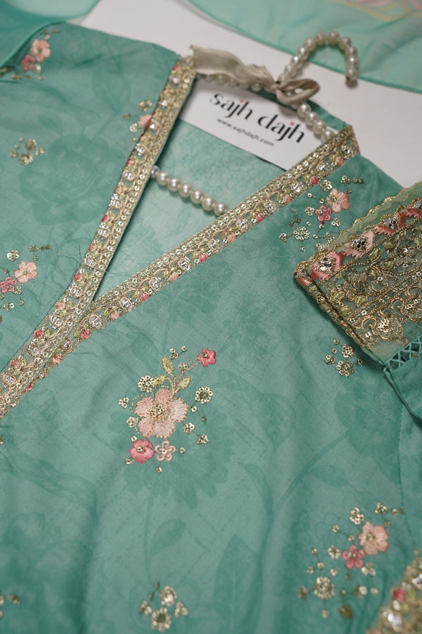 Bin Saeed Originals - Lawn Outfit with Chiffon Dupatta - Ready to wear PD076