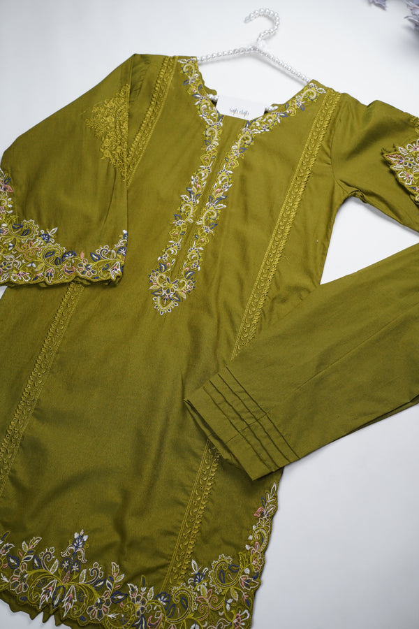 Muhazzib - Embroidered Khaddar Shirt with Trouser - Ready to Wear