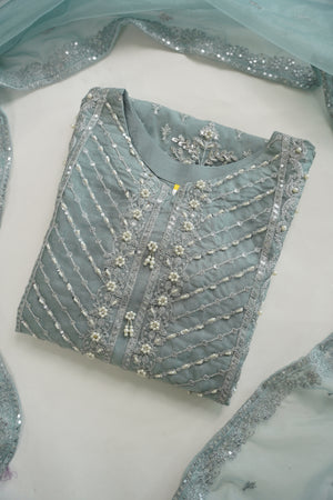 Tehwar - Luxury Organza Outfit - Festive Collection - Ready to Wear - Eid25 - TEHV7D4-SD