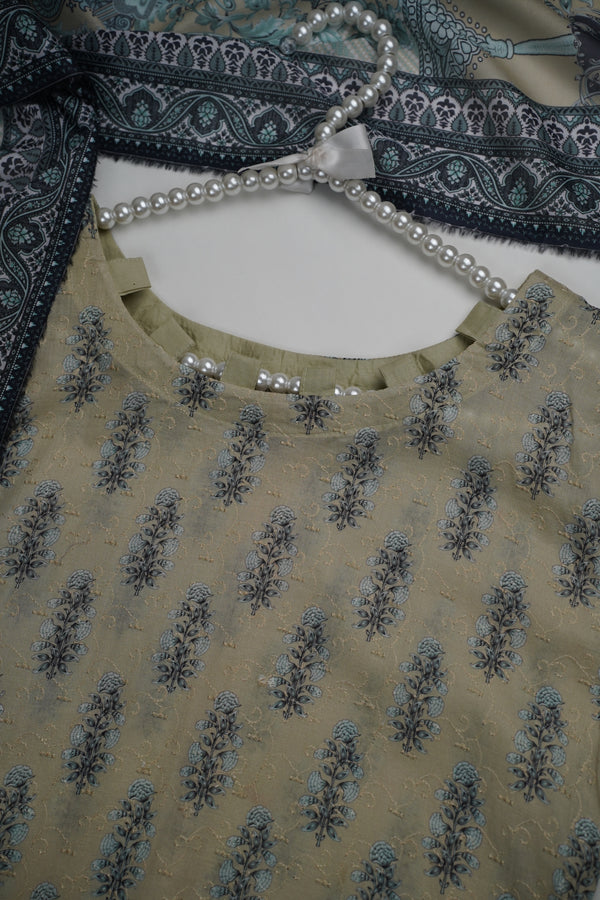 Rozi - Embroidered Lawn Outfit with Diamond Dupatta - Summer Collection