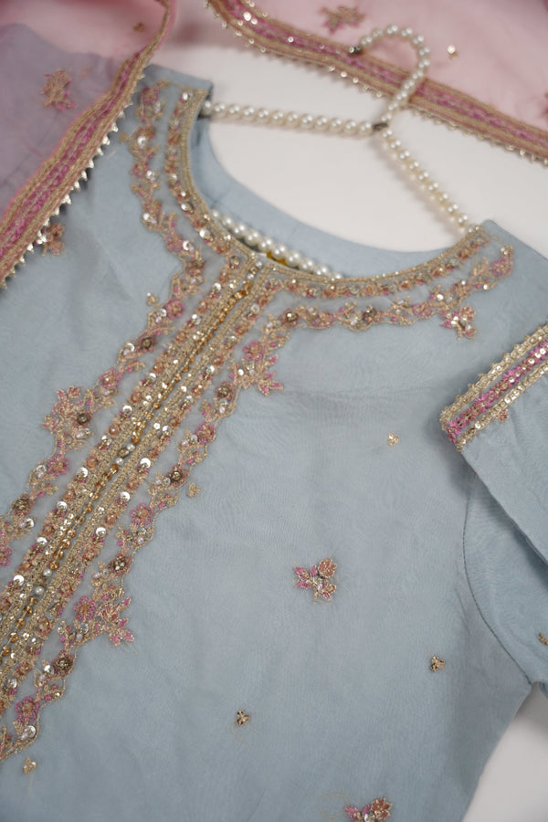 Tehwar - Luxury Organza Outfit with Organza Dupatta and Gharara - Ready to Wear SB240  - Eid Volume 1