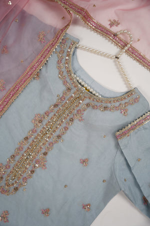 Tehwar - Luxury Organza Outfit with Organza Dupatta and Gharara - Ready to Wear SD240  - Eid Volume 1