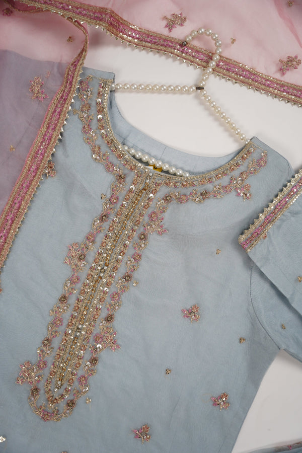 Tehwar - Luxury Organza Outfit with Organza Dupatta and Gharara - Ready to Wear SB240  - Eid Volume 1