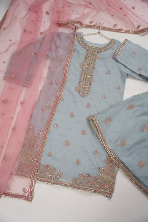 Tehwar - Luxury Organza Outfit with Organza Dupatta and Gharara - Ready to Wear SD240  - Eid Volume 1