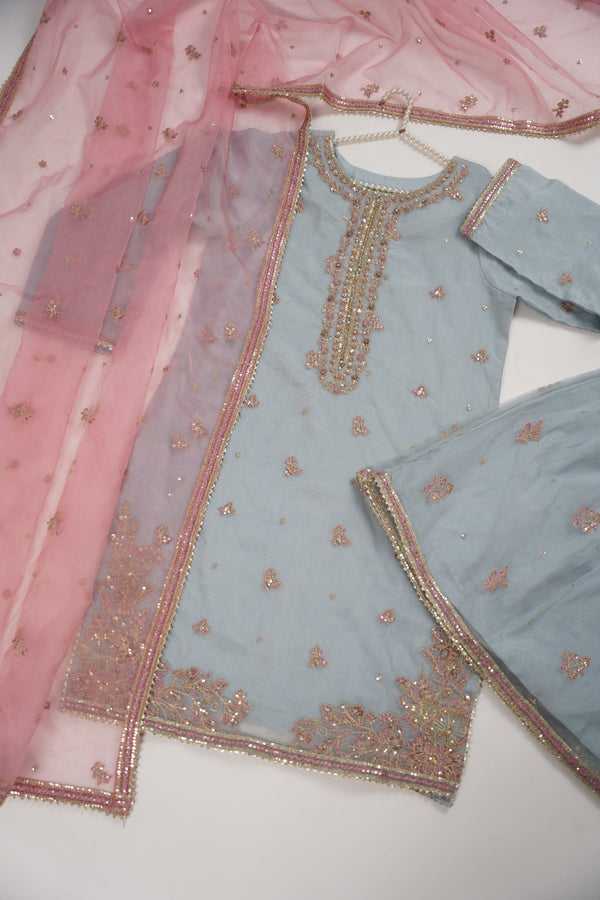 Tehwar - Luxury Organza Outfit with Organza Dupatta and Gharara - Ready to Wear SB240  - Eid Volume 1