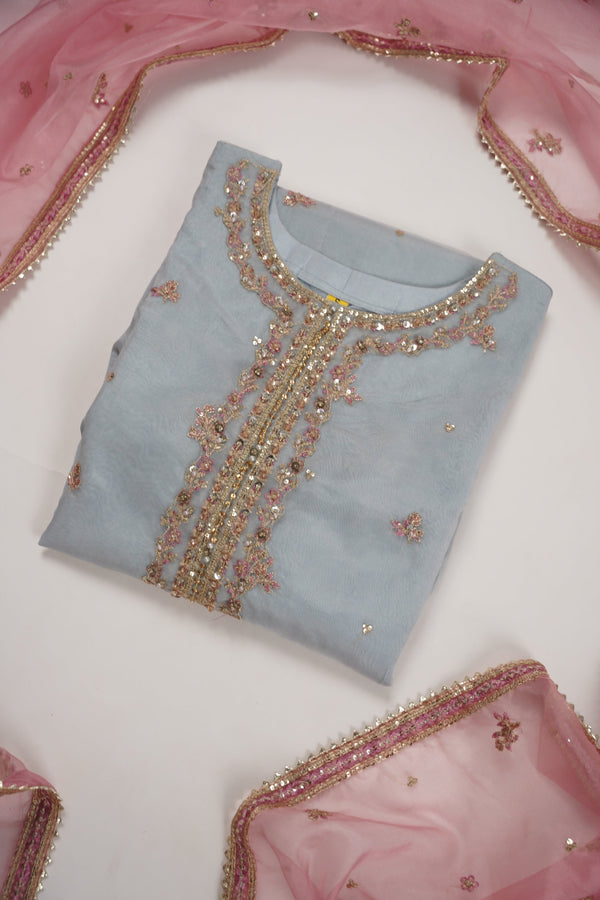 Tehwar - Luxury Organza Outfit with Organza Dupatta and Gharara - Ready to Wear SB240  - Eid Volume 1