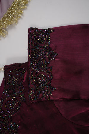 Khaas - Luxury Sheesha Silk Outfit - Hand Work - Ready to Wear - SD357