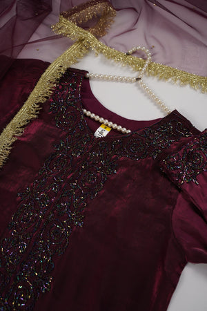 Khaas - Luxury Sheesha Silk Outfit - Hand Work - Ready to Wear - SD357