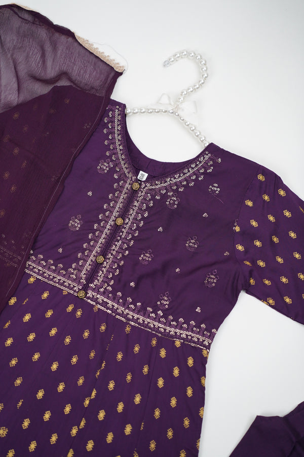 پیاری بیٹی - Kids Festive Collection Outfit with Trouser and Dupatta - Ready to Wear