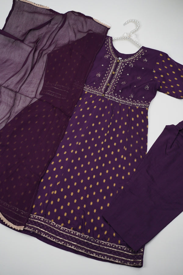 پیاری بیٹی - Kids Festive Collection Outfit with Trouser and Dupatta - Ready to Wear