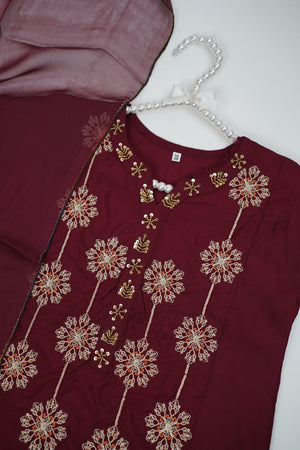پیاری بیٹی - Kids Festive Collection Outfit with Trouser and Dupatta - Ready to Wear