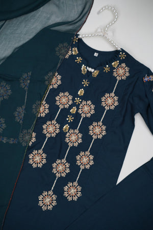 پیاری بیٹی - Kids Festive Collection Outfit with Trouser and Dupatta - Ready to Wear