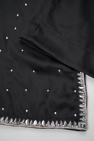 Khaas - Luxury Shamoz Silk Outfit with Chiffon Dupatta - Hand Embroidered - Ready to Wear - Eid25 - KHV1D2