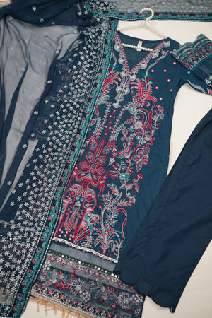 Rozi- Exclusive Luxury Lawn with Organza Dupatta - Ready to Wear-SD