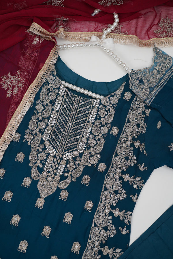 Chiffon Budget Wear Suit with Chiffon Dupatta - Ready to Wear - No Refund No Exchange - Final Sale Item