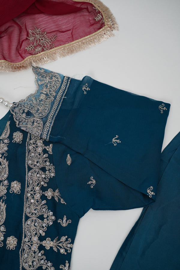 Chiffon Budget Wear Suit with Chiffon Dupatta - Ready to Wear - No Refund No Exchange - Final Sale Item