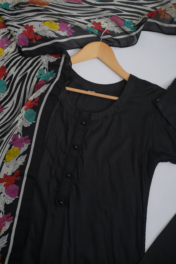 Budget Wear - Linen Printed Suit with Chiffon Dupatta  - Ready to Wear
