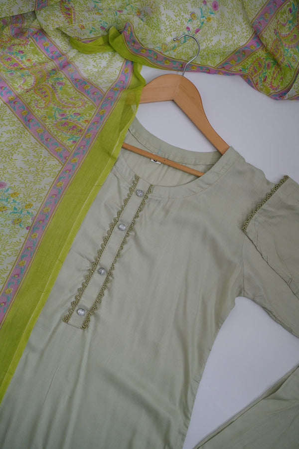Budget Wear - Linen Printed Suit with Chiffon Dupatta  - Ready to Wear