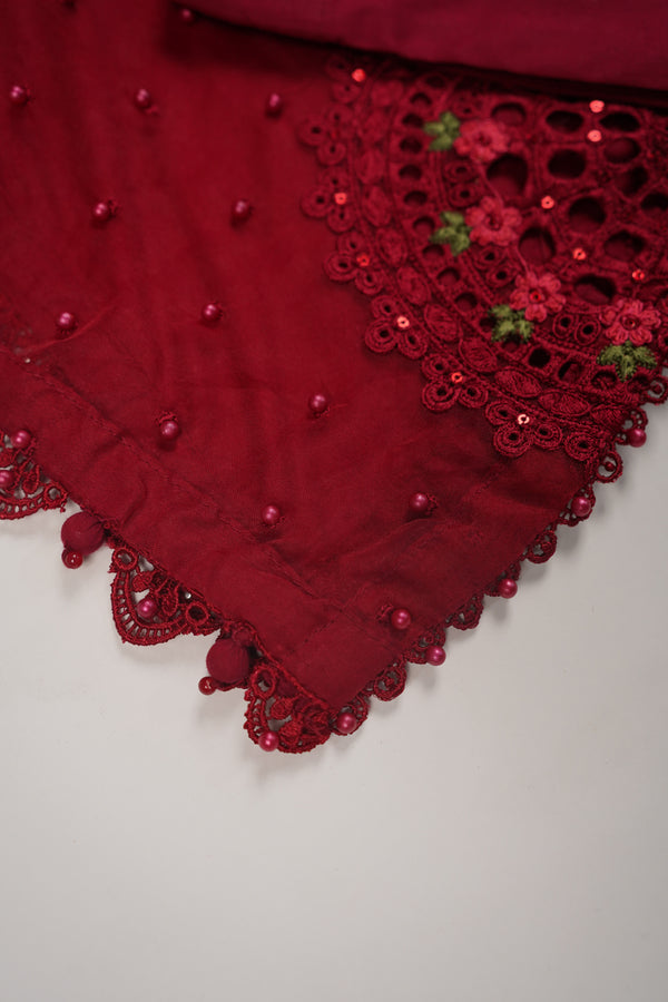 Maria B Inspired-Luxury Embroidered  cotton Lawn Outfit with Net Dupatta - Ready to Wear   PD079
