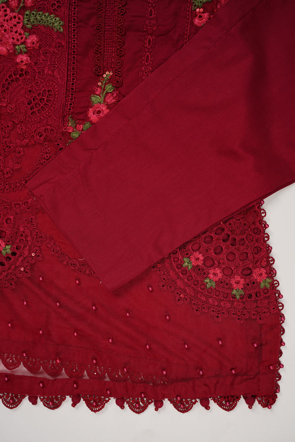 Maria B Inspired-Luxury Embroidered  cotton Lawn Outfit with Net Dupatta - Ready to Wear   PD079