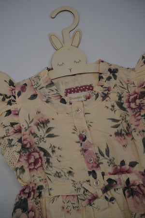 Floral Print Tiered Girls Lace Trim Dress (3-11 years)