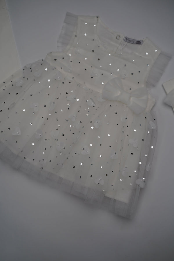 Formal White Embroidered Dress with Band and Shoes (6-Month to 3 Year) B004