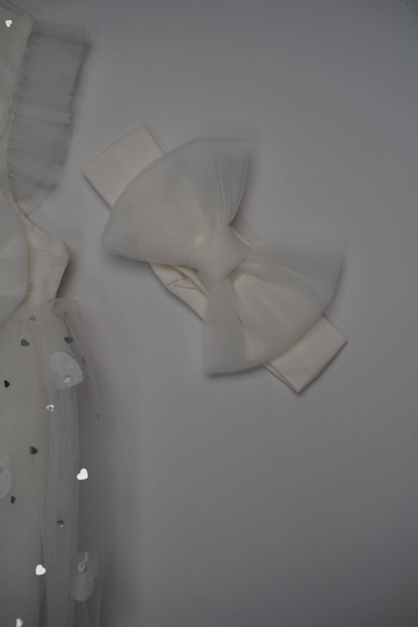 Formal White Embroidered Dress with Band and Shoes (6-Month to 3 Year) B004