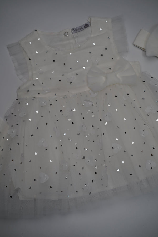 Formal White Embroidered Dress with Band and Shoes (6-Month to 3 Year) B004