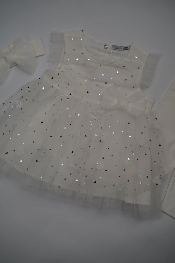 Formal White Embroidered Dress with Band and Shoes (6-Month to 3 Year) B004