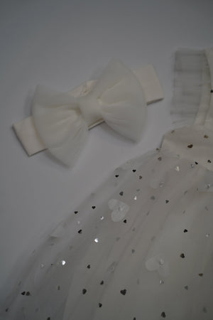 Formal White Embroidered Dress with Band and Shoes (6-Month to 3 Year) B004