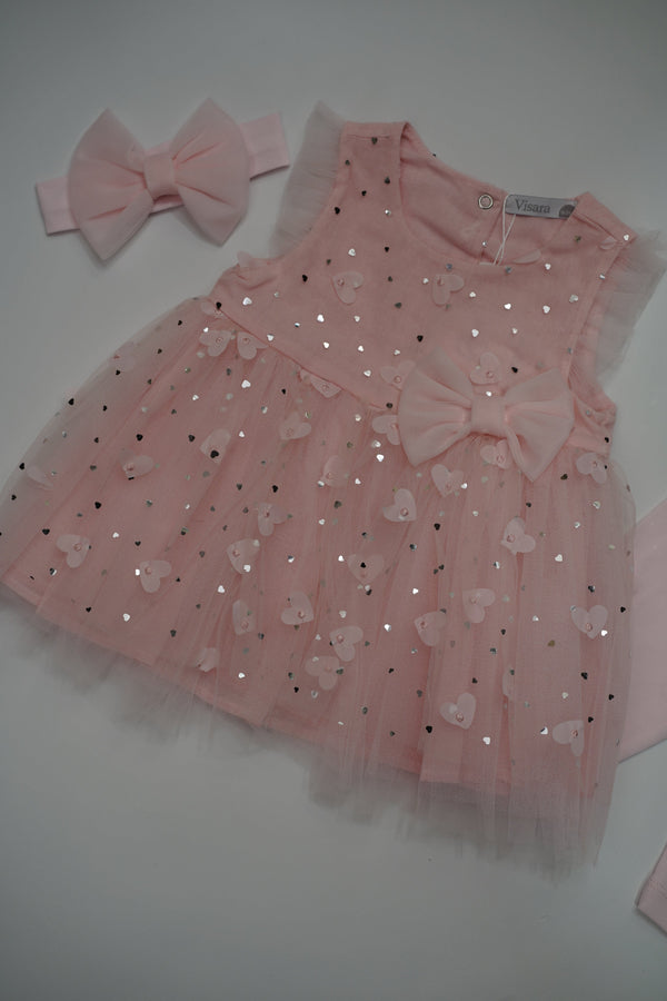 Formal Pink Embroidered Dress with Band (6-Month to 3 Year) B003