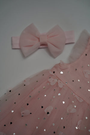 Formal Pink Embroidered Dress with Band (6-Month to 3 Year) B003