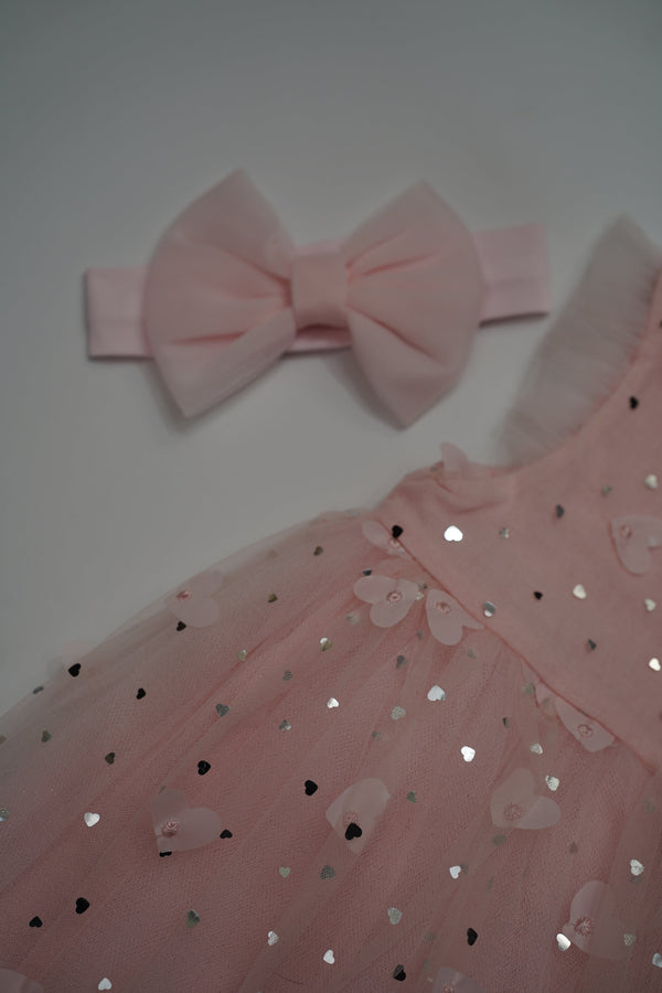 Formal Pink Embroidered Dress with Band (6-Month to 3 Year) B003