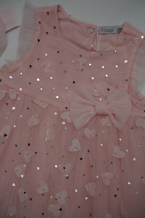 Formal Pink Embroidered Dress with Band (6-Month to 3 Year) B003