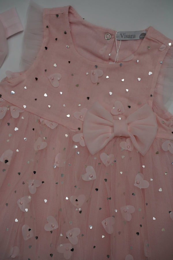Formal Pink Embroidered Dress with Band (6-Month to 3 Year) B003