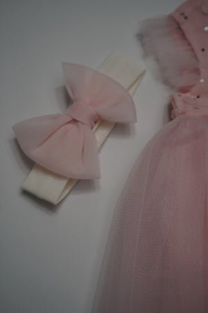 Formal Pink Embroidered Dress with Band (6-Month to 3 Year) B005