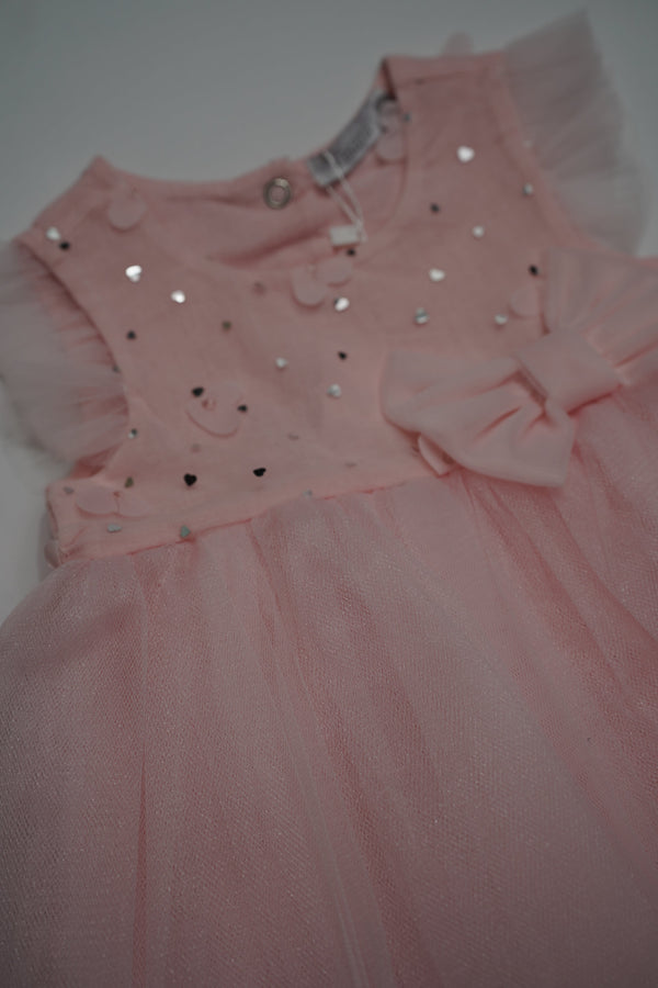 Formal Pink Embroidered Dress with Band (6-Month to 3 Year) B005