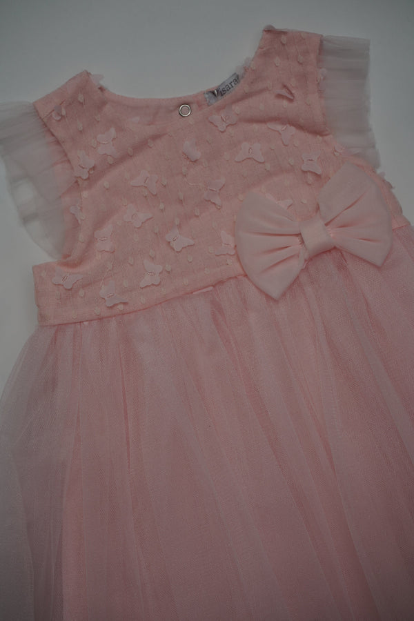 Formal Pink Embroidered Dress with Band (6 Month to 3 Year) B009