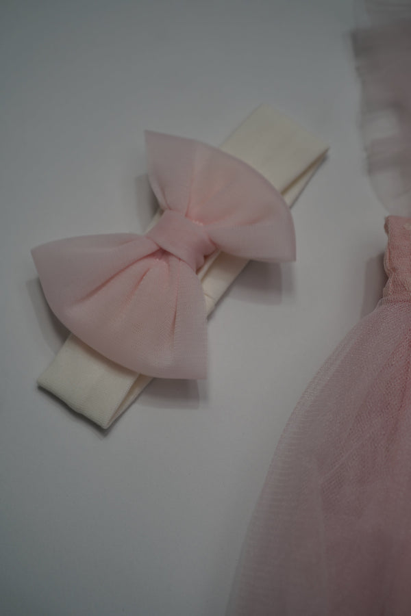 Formal Pink Embroidered Dress with Band (6 Month to 3 Year) B009