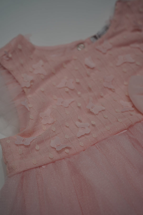 Formal Pink Embroidered Dress with Band (6 Month to 3 Year) B009