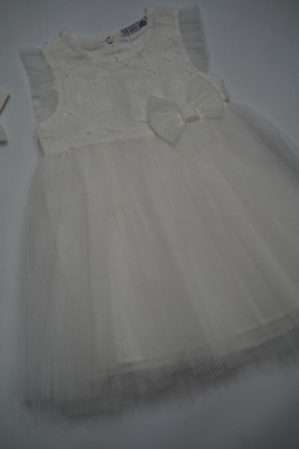 Formal White Embroidered Dress with Band (6 Month to 3 Year) B008