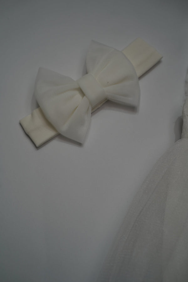 Formal White Embroidered Dress with Band (6 Month to 3 Year) B008