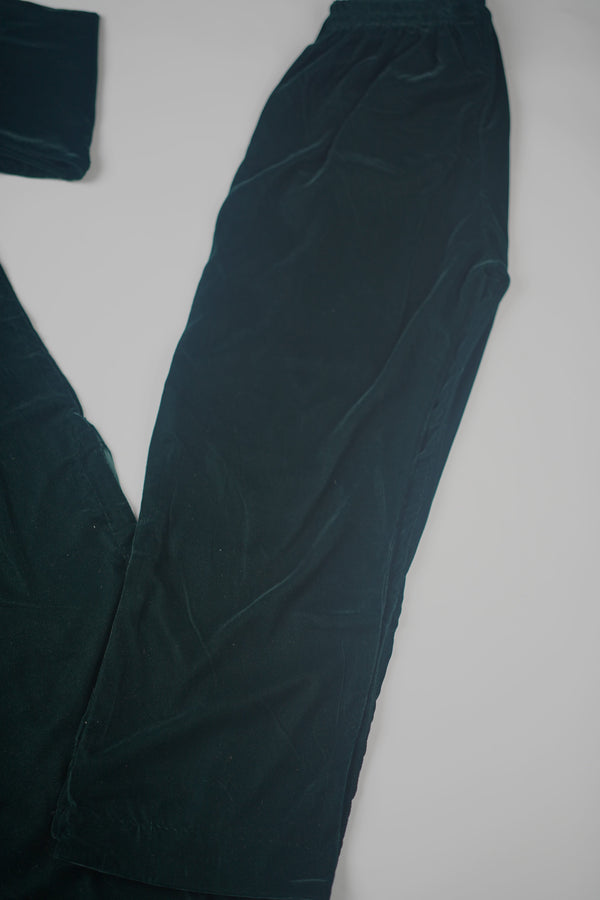 Rozi - Luxury Velvet Outfit with Embroidered Velvet Shawl - Emerald Green