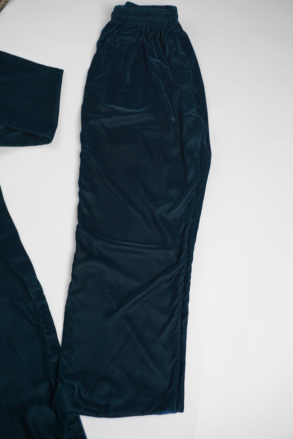 Rozi - Luxury Velvet Outfit with Embroidered Velvet Shawl - Zinc