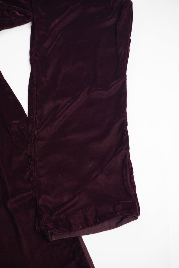 Rozi - Luxury Velvet Outfit with Embroidered Velvet Shawl - Plum
