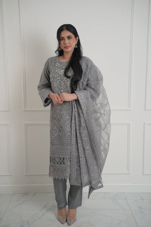 Tehwar - Luxury Organza Outfit with Organza Dupatta - Ready to Wear MC256 - Eid Volume 1