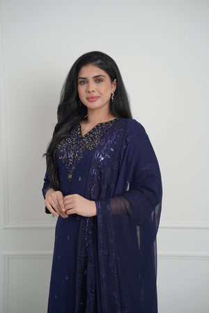 Husan e Jahan - Luxury Chiffon Outfit with Chiffon Dupatta And Plazzo - Ready to Wear - SB01