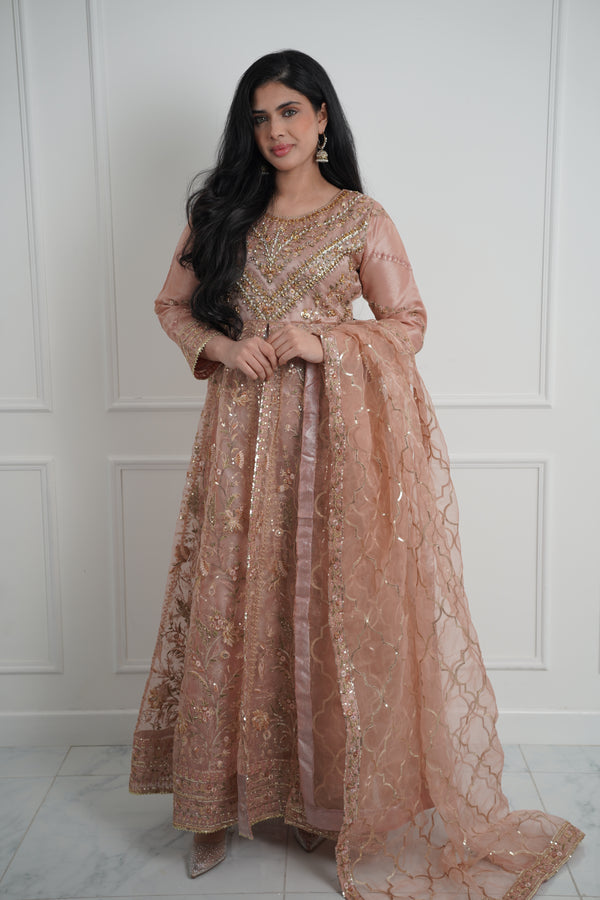 Tehwar - Luxury Organza Maxi  - Ready to Wear pink - SB-Maxi