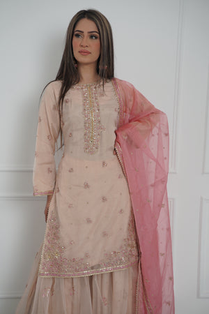 Tehwar - Luxury Organza Outfit with Organza Dupatta and Gharara - Ready to Wear SD247  - Eid Volume 1